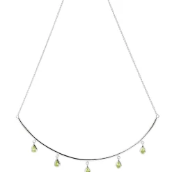 Halskette Collier aus 585 Gold Weißgold 5 Peridote grün Tropfen L: 44cm