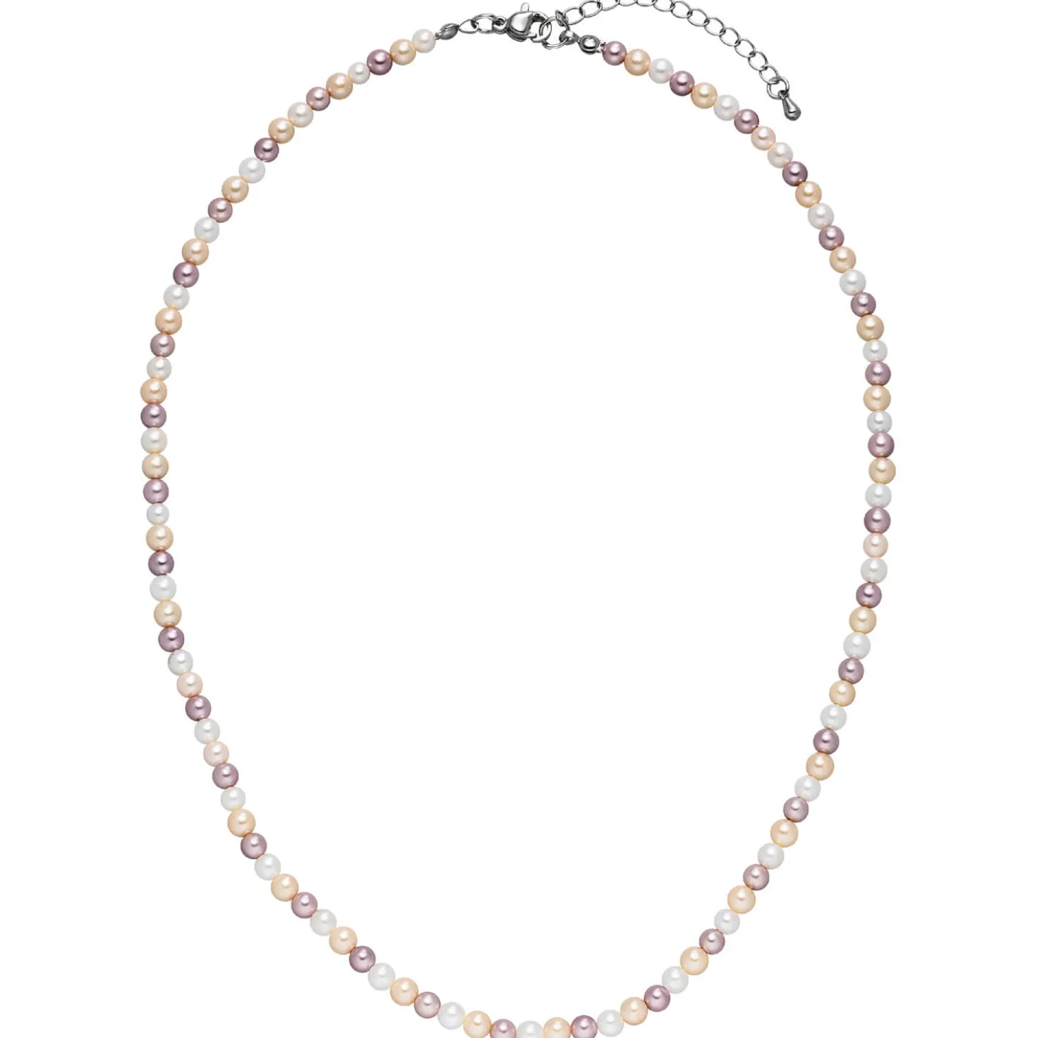 Halskette Collier aus Muschelkernperlen Ø 4mm Pastelltöne mehrfarbig 45-50cm