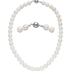 Halskette Collier aus Muschelkernperlen weiß Ø 10mm 45cm Halsschmuck klassisch