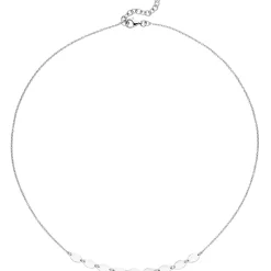 Halskette Collier aus 925 Silber rhodiniert spitzovale Plättchen 42-45cm Damen