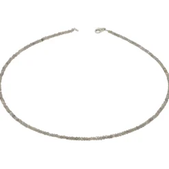 Halskette Collier Edelstein Labradorit Ø 3mm grau facettiert 925 Silber 48cm