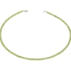 Halskette Collier Edelstein Peridot 4mm grün facettiert funkelnd 925 Silber 48cm
