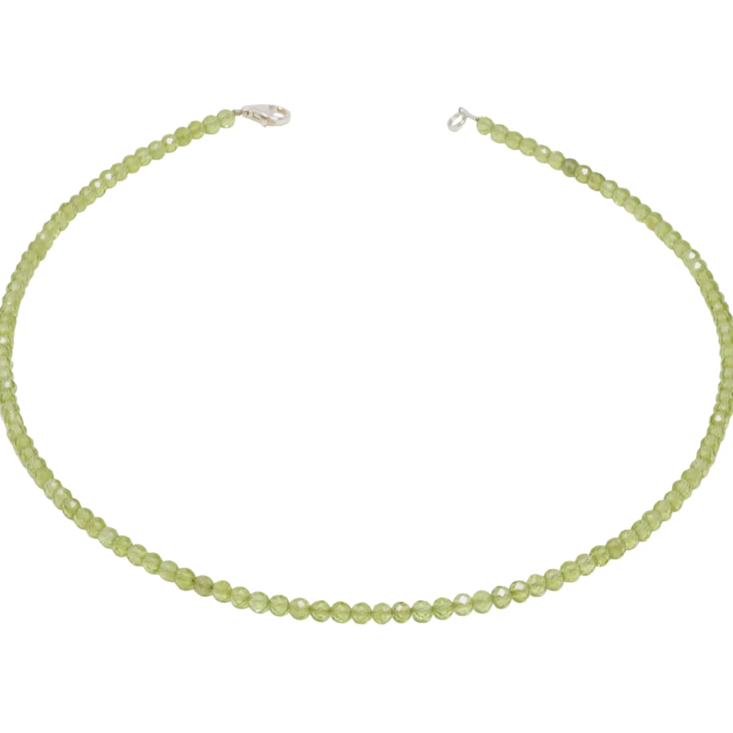 Halskette Collier Edelstein Peridot 4mm grün facettiert funkelnd 925 Silber 48cm