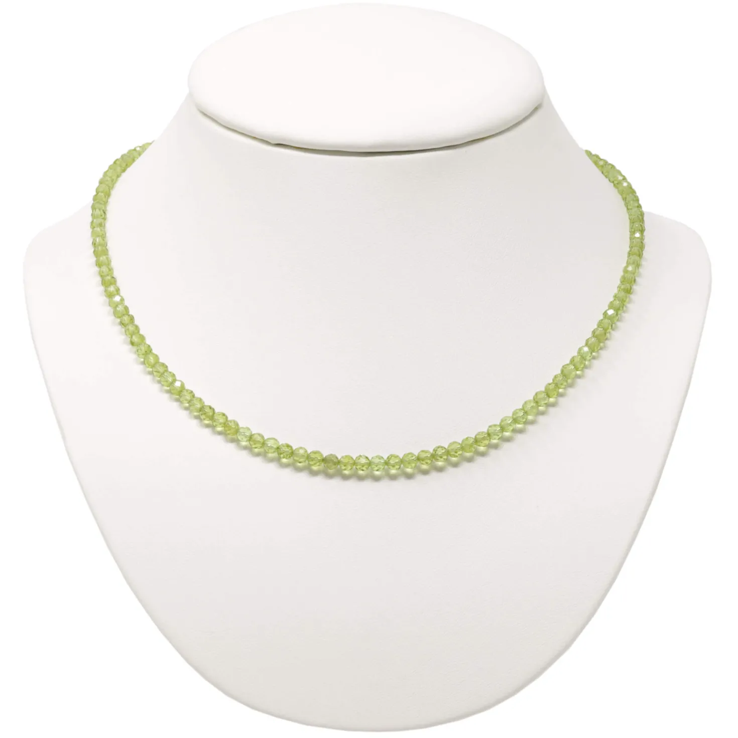 Halskette Collier Edelstein Peridot 4mm grün facettiert funkelnd 925 Silber 48cm