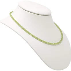 Halskette Collier Edelstein Peridot 4mm grün facettiert funkelnd 925 Silber 48cm