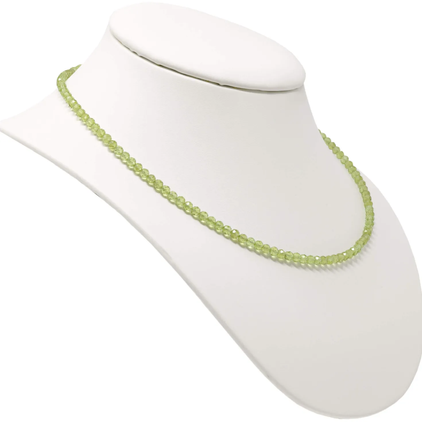 Halskette Collier Edelstein Peridot 4mm grün facettiert funkelnd 925 Silber 48cm