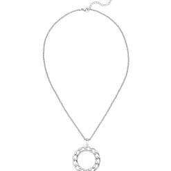Halskette Collier Erbskette mit Anhänger Kreis Ø 32,8mm aus Edelstahl 42-46cm