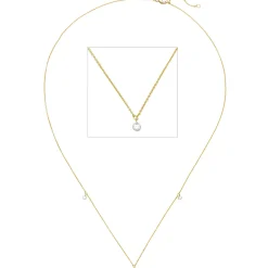 Halskette Collier 750 Gold Gelbgold mit 3 Diamanten 0,18 ct 42-45cm