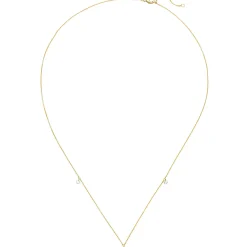 Halskette Collier 750 Gold Gelbgold mit 3 Diamanten 0,18 ct 42-45cm