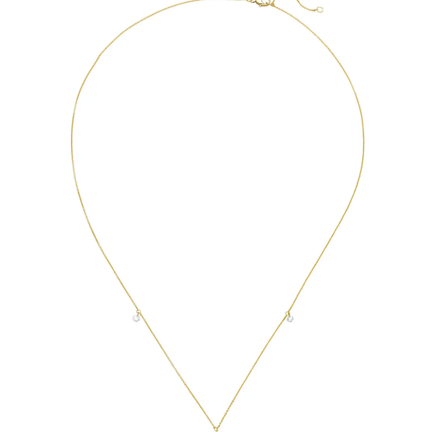 Halskette Collier 750 Gold Gelbgold mit 3 Diamanten 0,18 ct 42-45cm