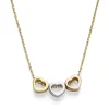 Halskette Collier mit 3 Herzen aus 585 Gold Gelbgold Rotgold Weißgold, 40-42cm