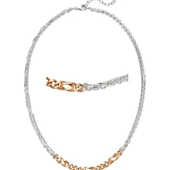Halskette Collier 2-reihig aus 925 Silber bicolor teilrotvergoldet 42-47cm