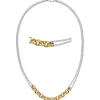 Halskette Collier 2-reihig Erbskette & Ankerkette 925 Silber teilvergoldet 42cm