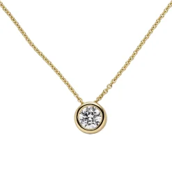 Halskette Collier Solitär Brillant-Anhänger 1 Ct 9,4mm 585 Gelbgold 45cm