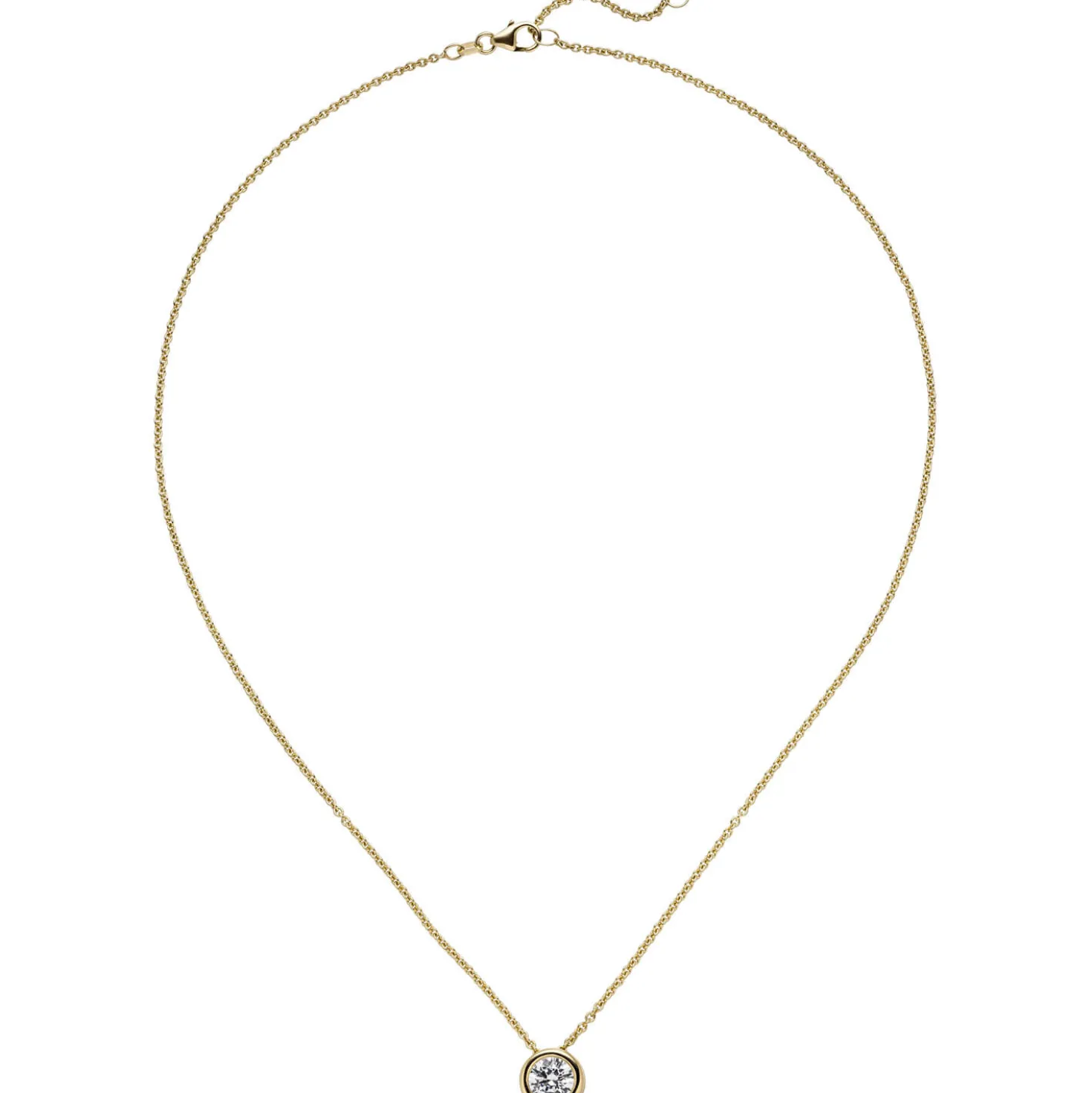 Halskette Collier Solitär Brillant-Anhänger 1 Ct 9,4mm 585 Gelbgold 45cm