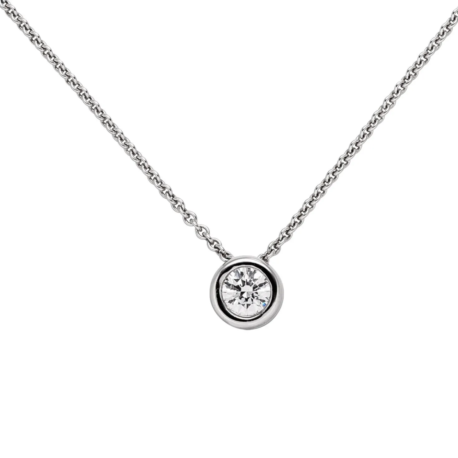 Halskette Collier Solitär Brillant-Anhänger 0,50 Ct 7,7mm 585 Weißgold 45cm