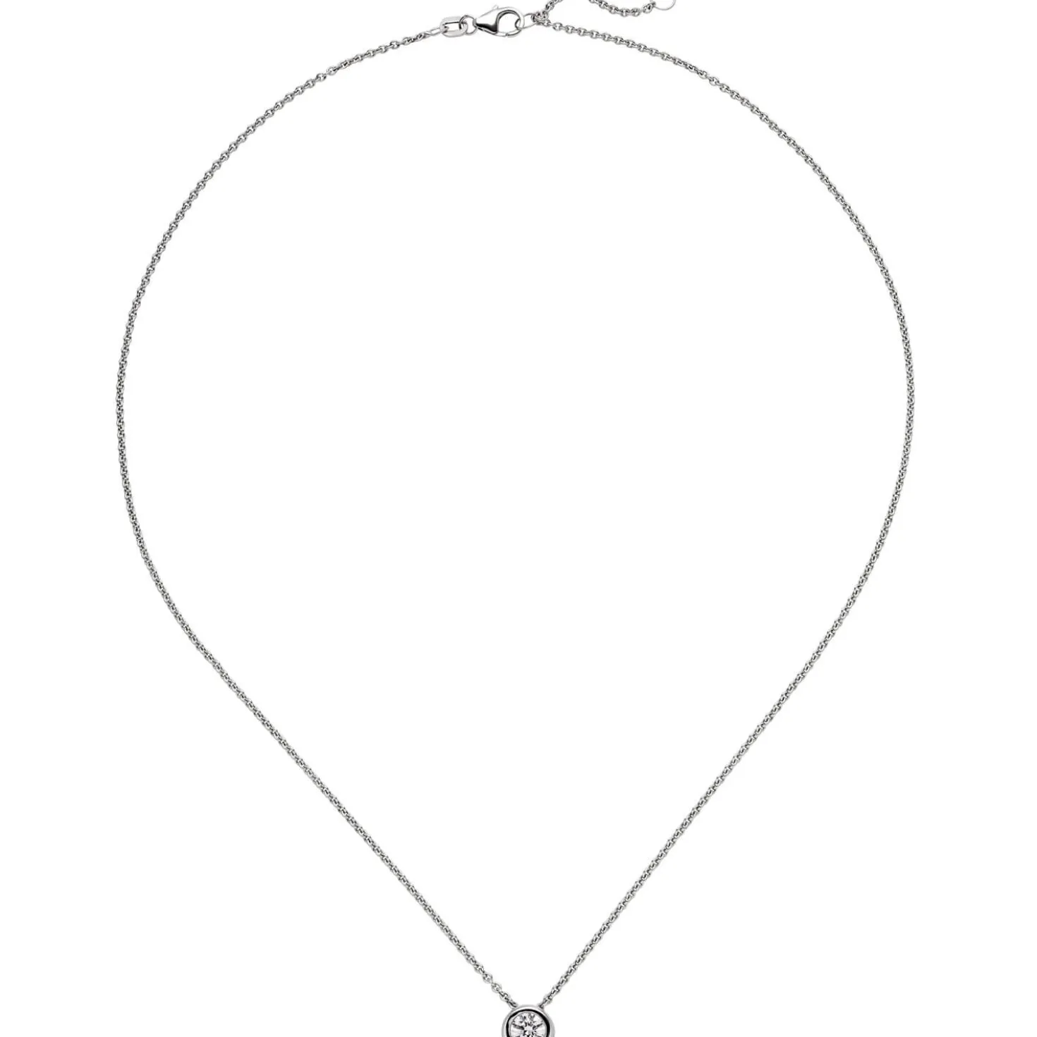 Halskette Collier Solitär Brillant-Anhänger 0,50 Ct 7,7mm 585 Weißgold 45cm