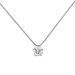 Halskette Collier Solitär Brillant-Anhänger 1,0 Ct W/SI 585 Gold Weißgold 45cm