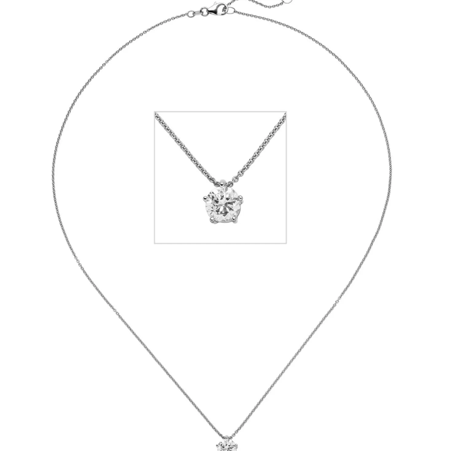 Halskette Collier Solitär Brillant-Anhänger 1,0 Ct W/SI 585 Gold Weißgold 45cm