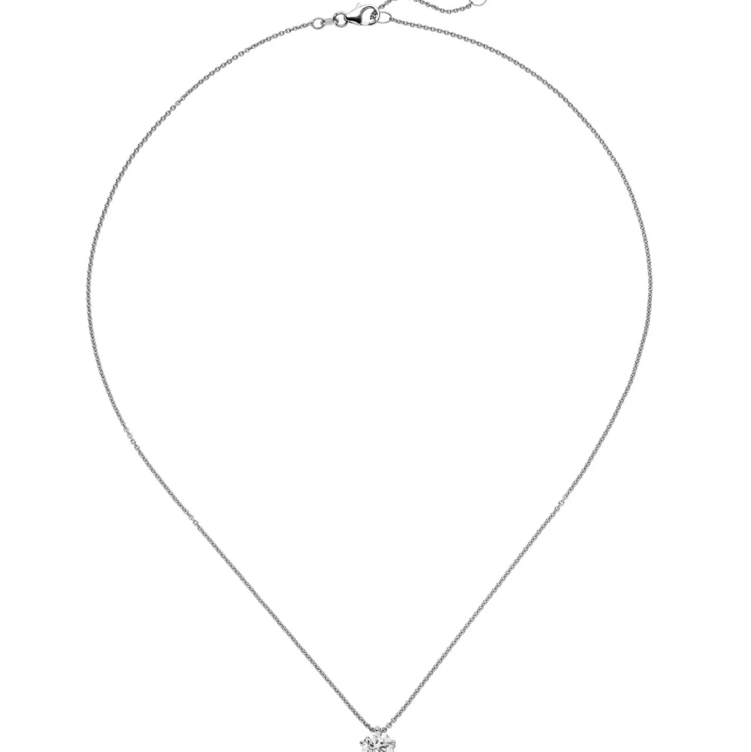 Halskette Collier Solitär Brillant-Anhänger 1,0 Ct W/SI 585 Gold Weißgold 45cm