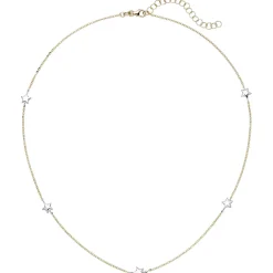 Halskette Collier Sterne 375 Gelbgold & Weißgold Rundankerkette 38-43cm bicolor