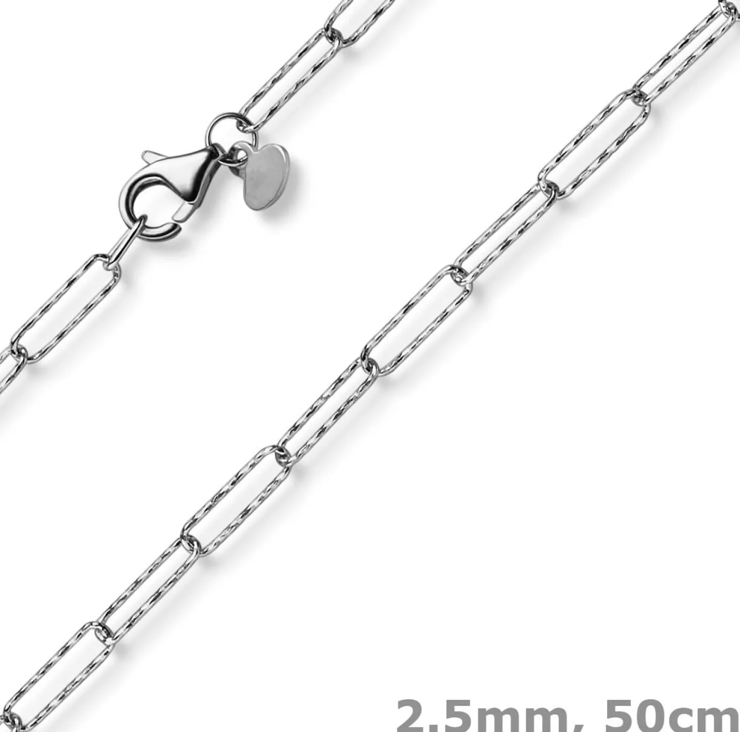 Halskette Collier Weit-Ankerkette aus 585 Gold Weißgold strukturiert 50cm