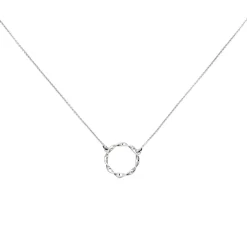 Halskette Kette Collier mit Anhänger Kreis gedreht 585 Gold Weißgold 42cm