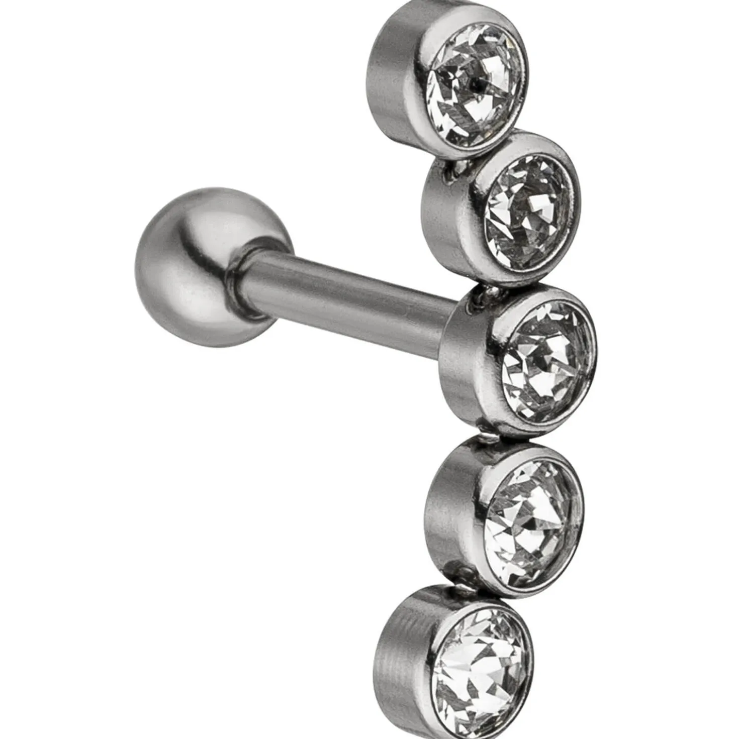 Helix-Piercing Bogen aus Edelstahl mit 5 Zirkonia weiß Ohrschmuck Körperschmuck