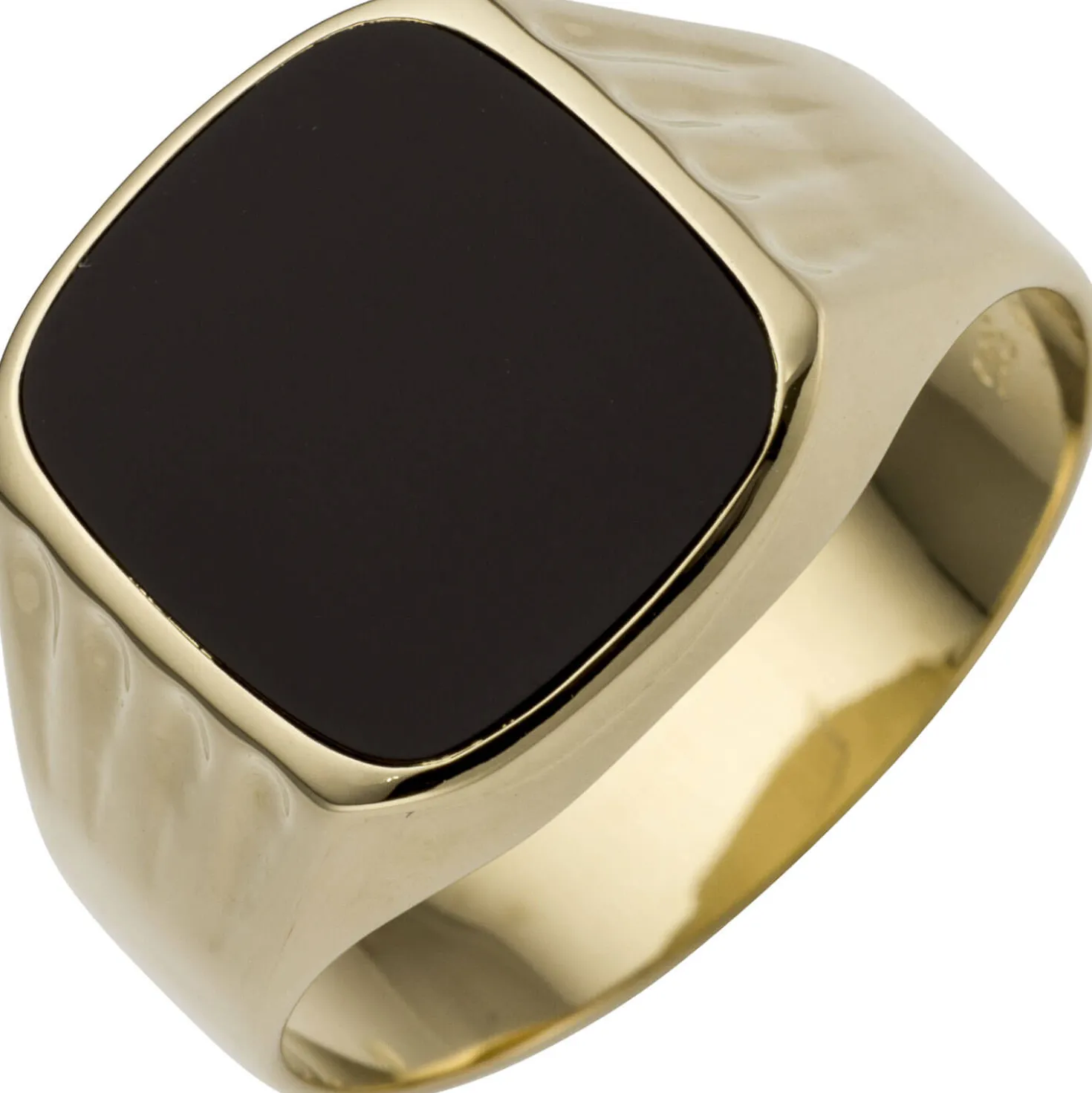 Herren Ring aus 585 Gold Gelbgold mit Onyx schwarz flach B: 14,7mm