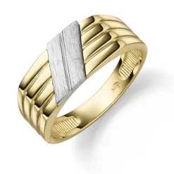 Herrenring aus 585 Gold Gelbgold und 585 Weißgold Ring für Männer