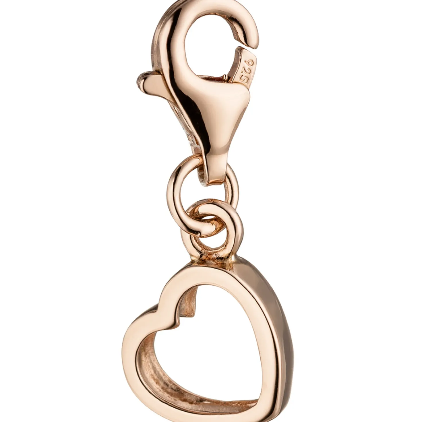 Herz Charm Anhänger 8,4x21,3mm Bettelarmband 925 Silber rotgold vergoldet