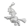 Hexe mit Besen - Anhänger 22x22mm aus echtem 925 Silber Silberanhänger für Damen
