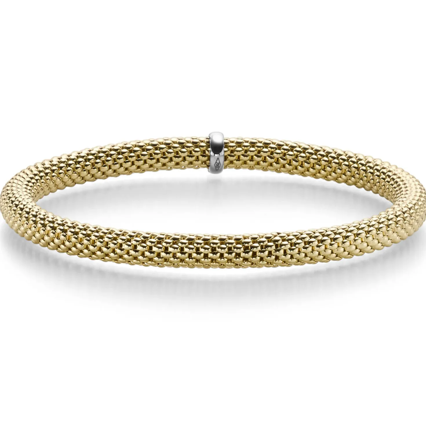 Himbeer-Armband Armreif Armschmuck elastisch 5mm 750 Gold Gelbgold für Damen