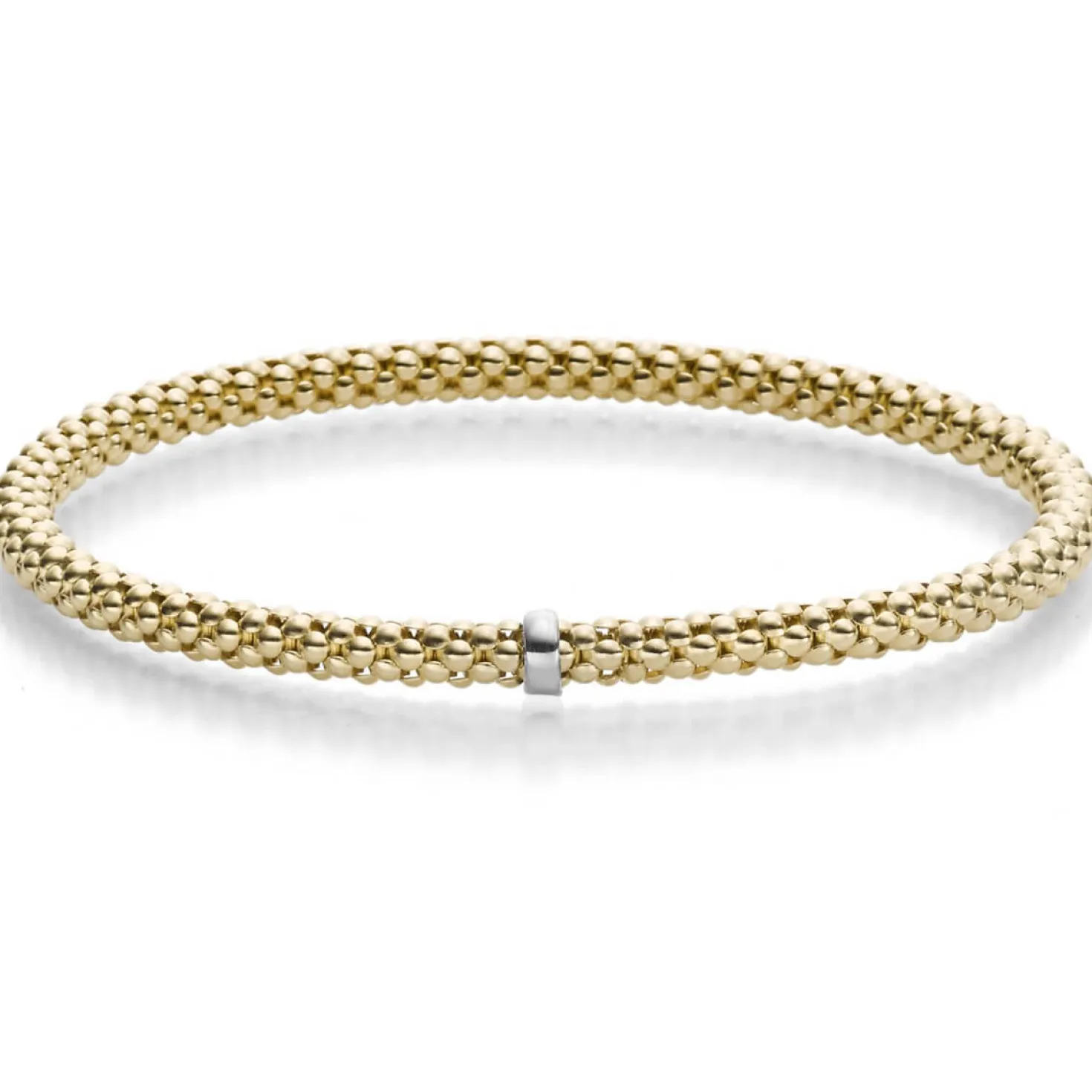 Himbeer-Armband Armreif Armschmuck elastisch 4mm 750 Gold Gelbgold stretch