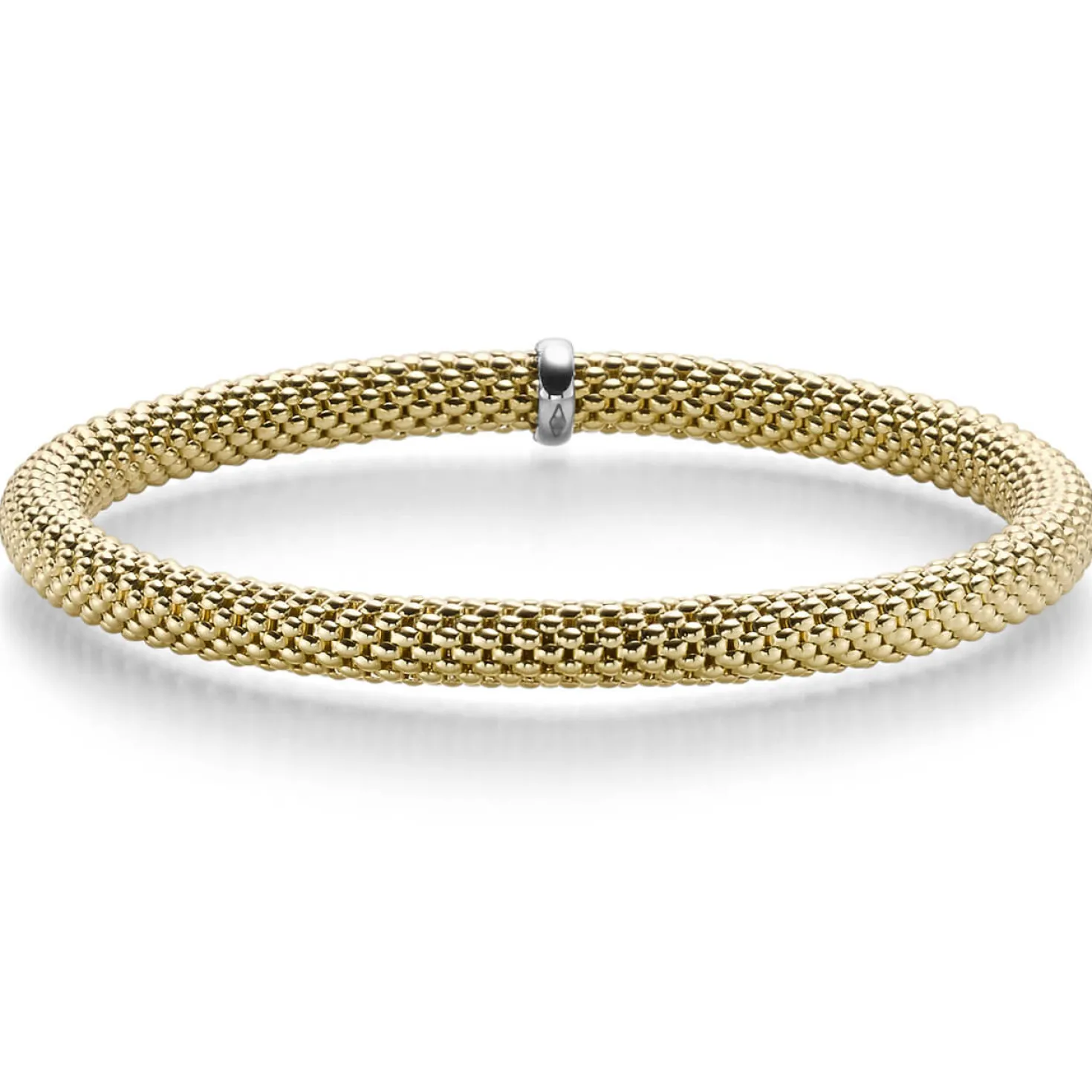 Himbeer-Armband Armreif Armschmuck elastisch 5mm 585 Gold Gelbgold für Damen