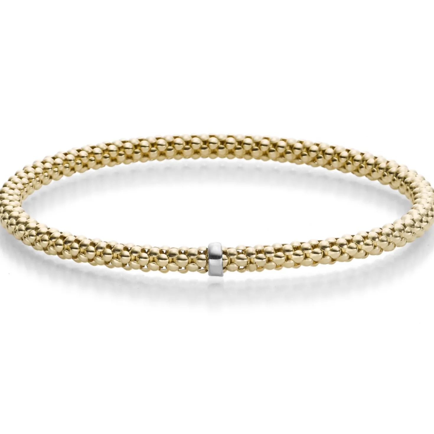 Himbeer-Armband Armreif Armschmuck elastisch 4mm 585 Gold Gelbgold stretch