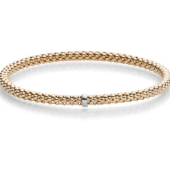 Himbeer-Armband Armreif Armschmuck elastisch 4mm 585 Gold Rotgold stretch