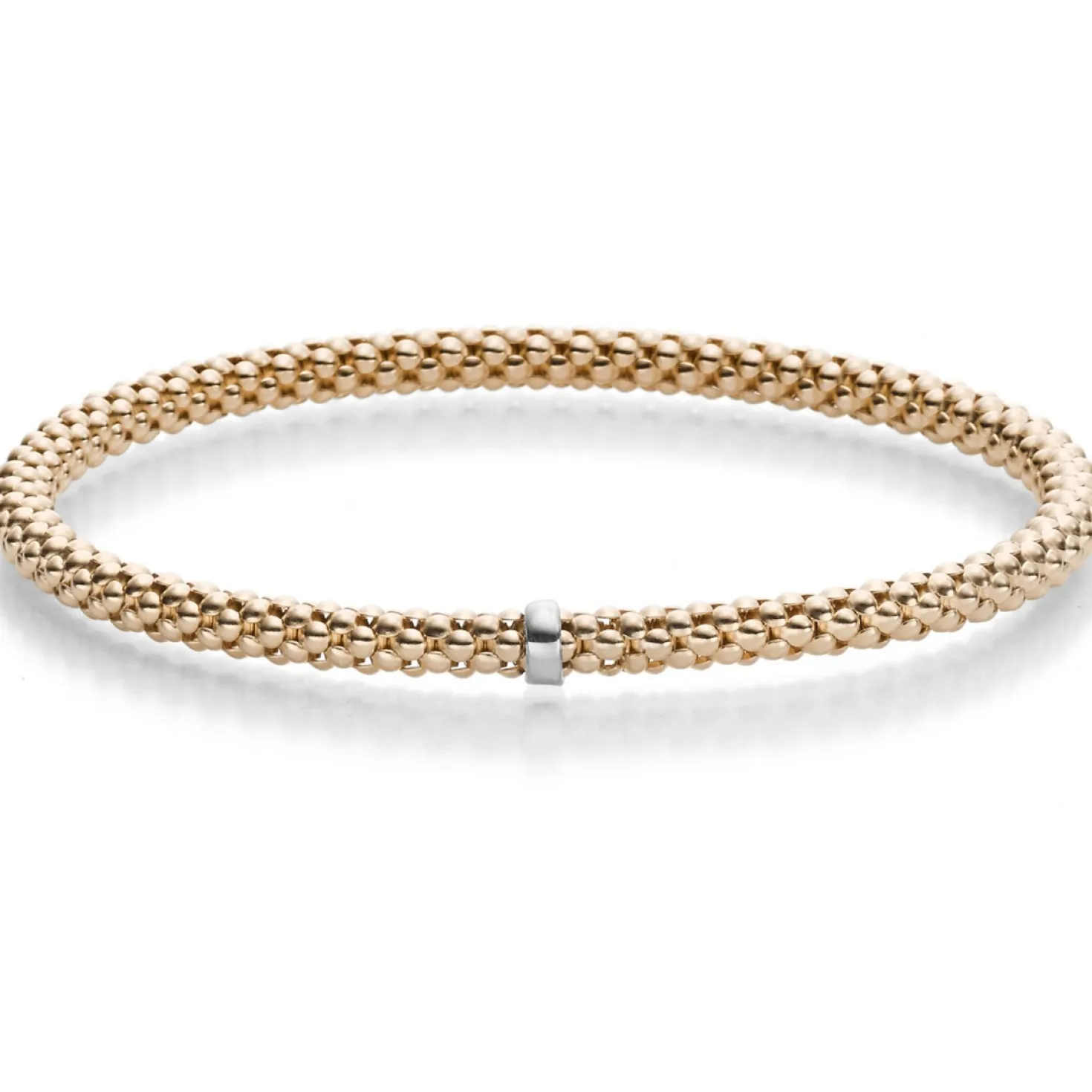 Himbeer-Armband Armreif Armschmuck elastisch 4mm 585 Gold Rotgold stretch