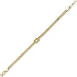 Himbeer Armband 2-reihig See-Knoten Kreuzknoten aus 585 Gold Gelbgold 19cm