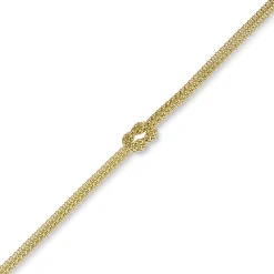 Himbeer Armband 2-reihig See-Knoten Kreuzknoten aus 585 Gold Gelbgold 19cm
