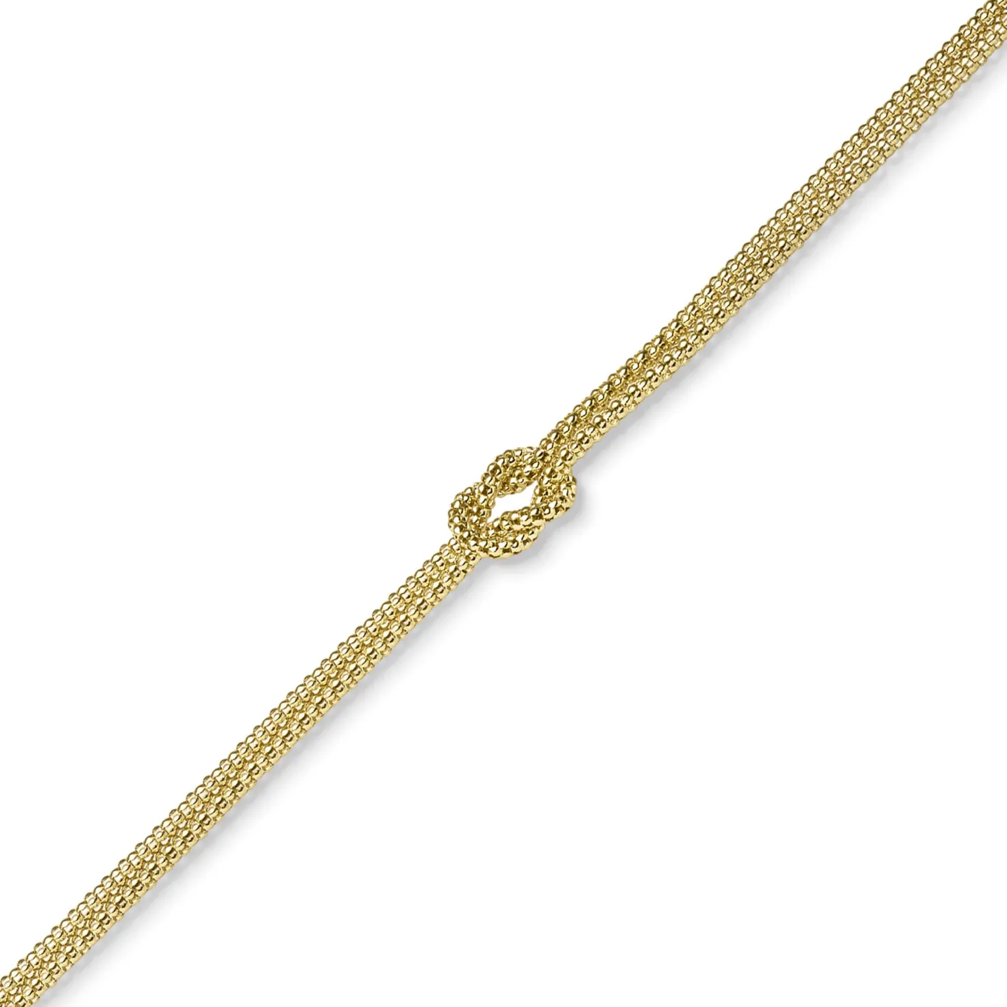 Himbeer Armband 2-reihig See-Knoten Kreuzknoten aus 585 Gold Gelbgold 19cm