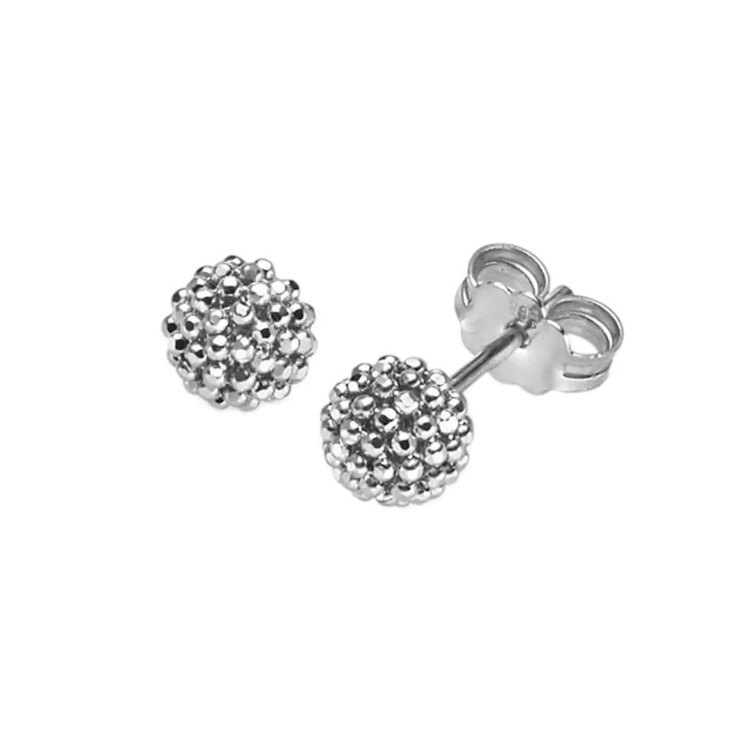 Himbeer Ohrstecker aus 585 Gold Weißgold Kugel 6mm Ohrringe Ohrschmuck Damen