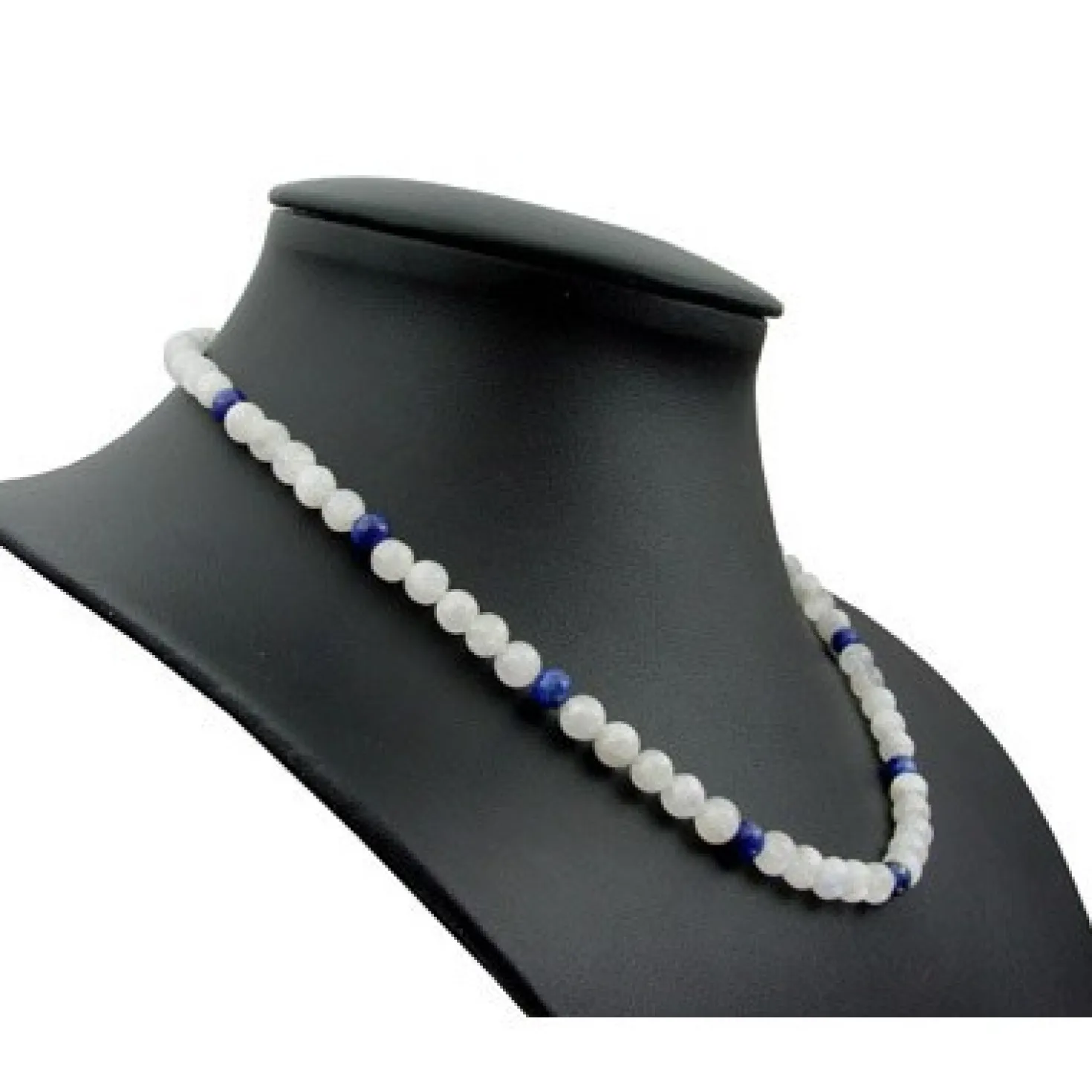 Kette aus echtem Mondstein & Lapis-Lazuli & 925 Silber Edelsteinkette für Damen
