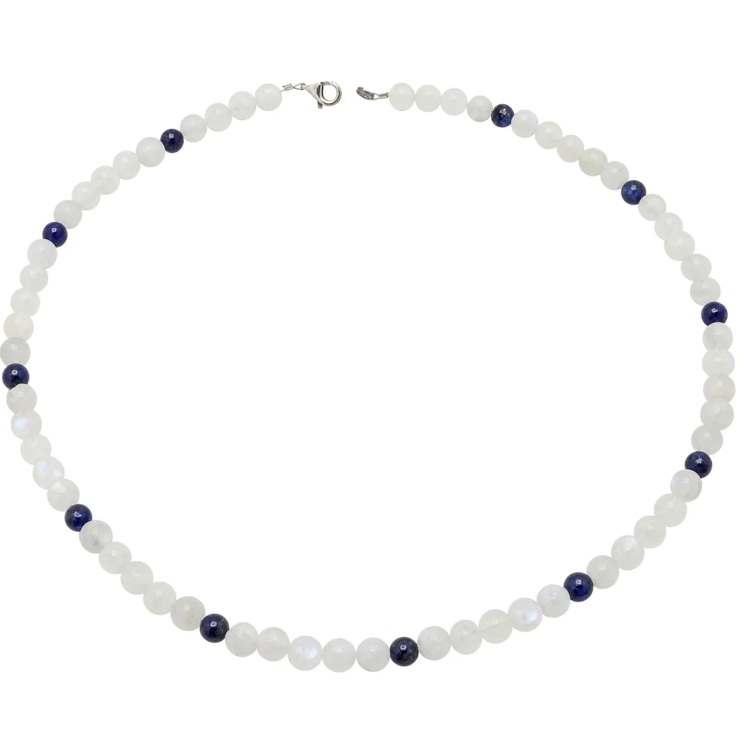 Kette aus echtem Mondstein & Lapis-Lazuli & 925 Silber Edelsteinkette für Damen
