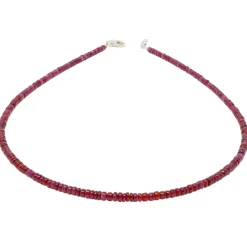 Kette Collier aus echtem Rubin & 925 Silber Edelsteinkette rot Rubinkette