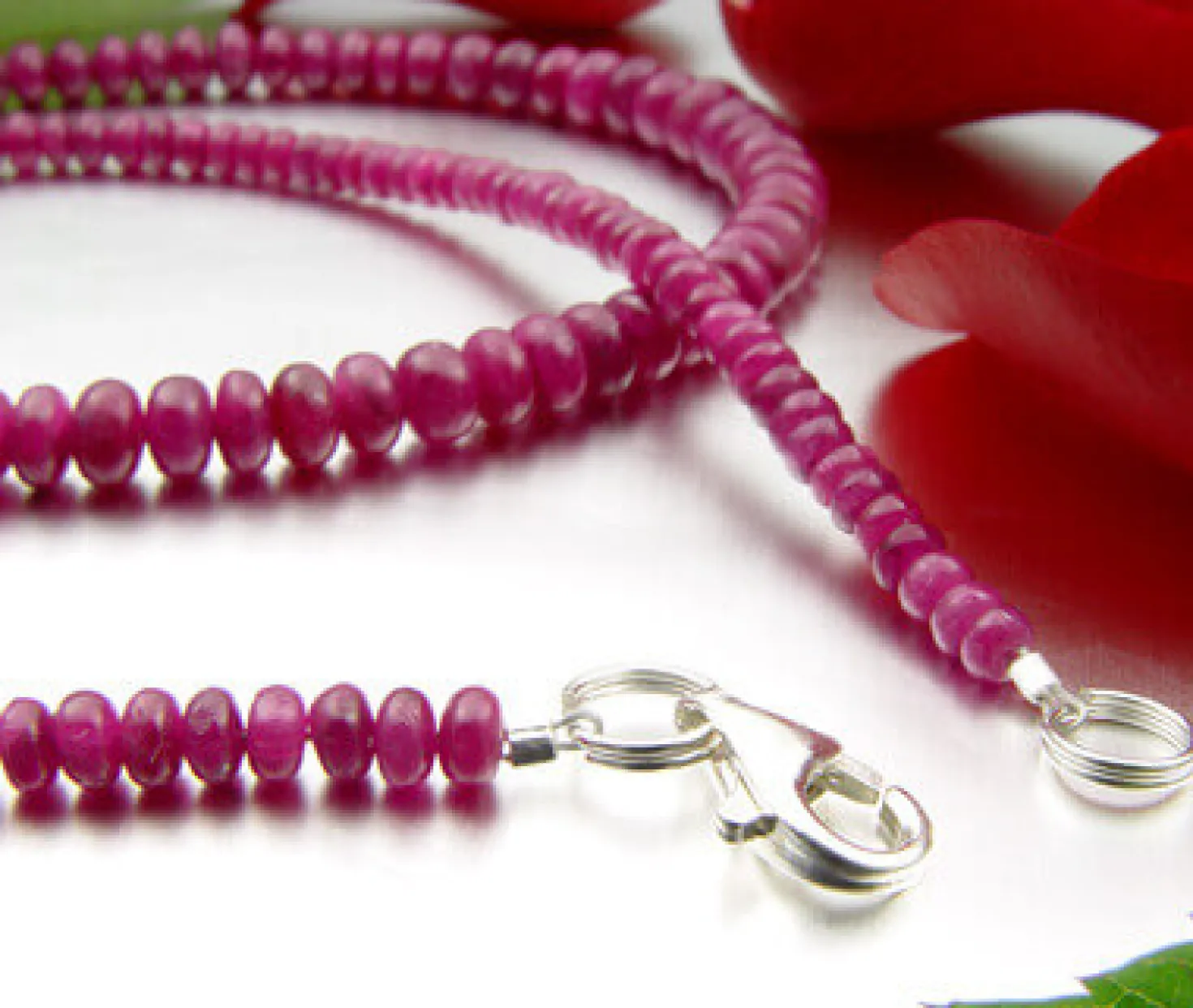 Kette Collier aus echtem Rubin & 925 Silber Edelsteinkette rot Rubinkette