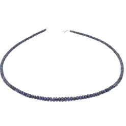 Kette Collier aus echtem Saphir & 925 Silber Edelsteinkette blau dunkelblau