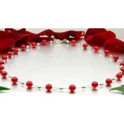 Kette Collier aus echter Koralle rot Korallenkette Halskette Halscollier Damen