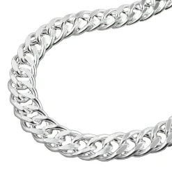 Kette Collier aus 925 Echt Silber, Doppelpanzer Silberkette, 50cm