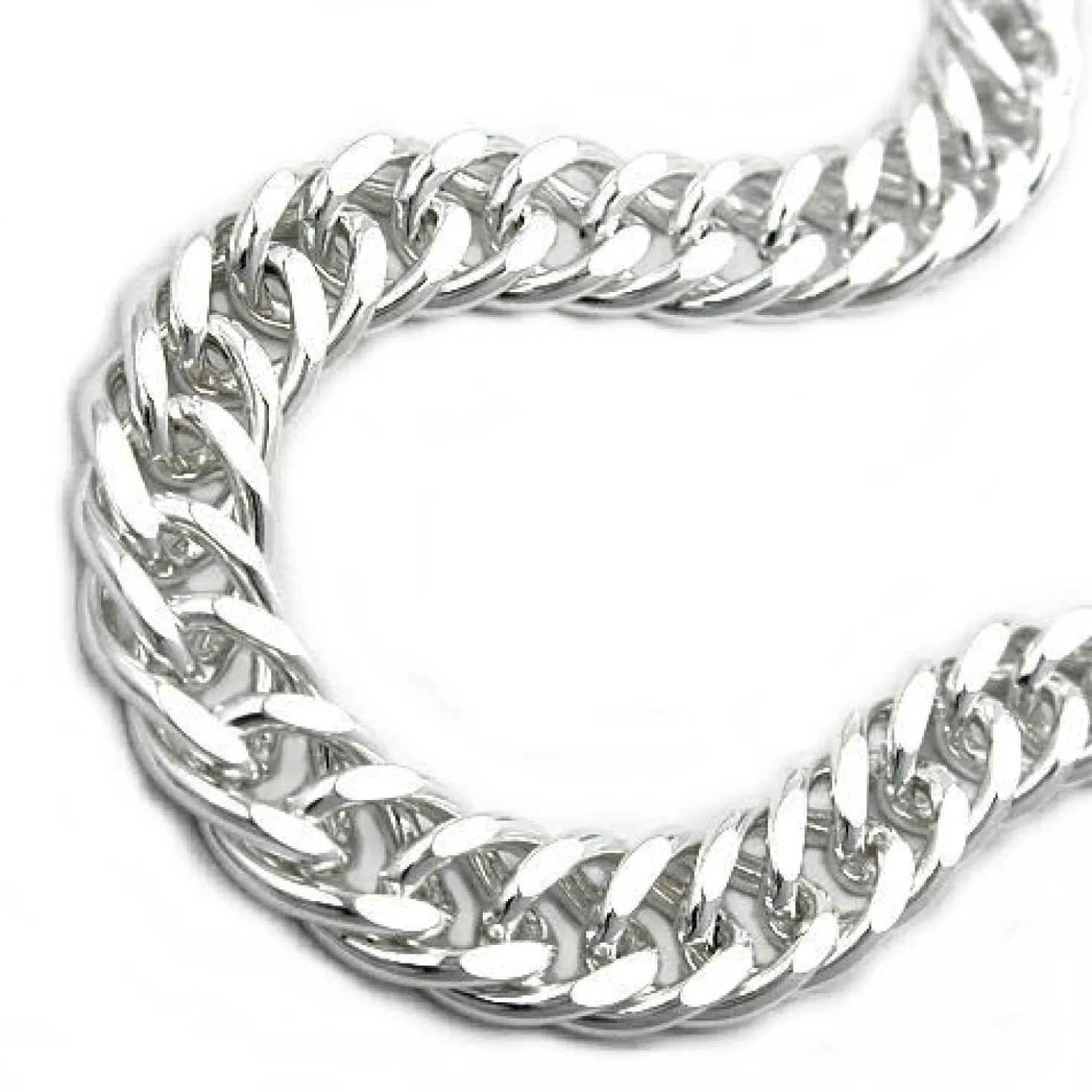 Kette Collier aus 925 Echt Silber, Doppelpanzer Silberkette, 50cm